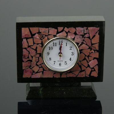 Часы настольные "Семафор", 15х5х13 см, змеевик, родонит