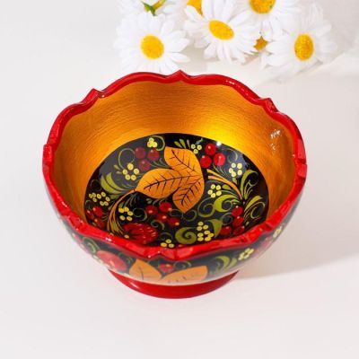 Пиала «Резная», 13×7 см, хохлома