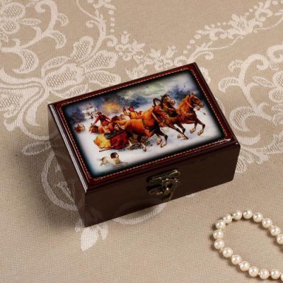 Шкатулка «Тройка Коричневая», 13х9 см, без делений