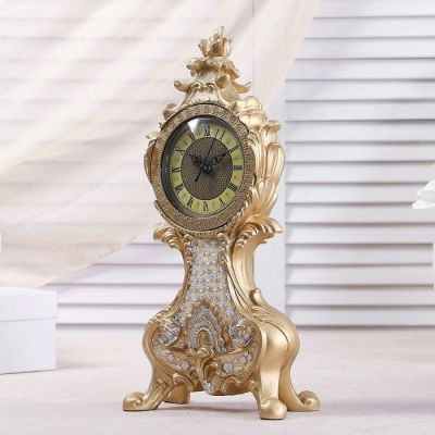 Часы настольные "Рококо", цвет бежевый перламутр, 38х17.5х10 см