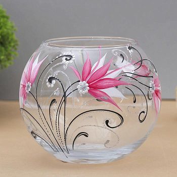 Ваза "Венеция" розовая   11,7х10,7см V=800мл, d=7,5см МИКС