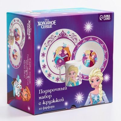 Набор посуды «Анна и Эльза», 3 предмета: тарелка Ø 16,5 см, миска Ø 14 см, кружка 200 мл, Холодное сердце