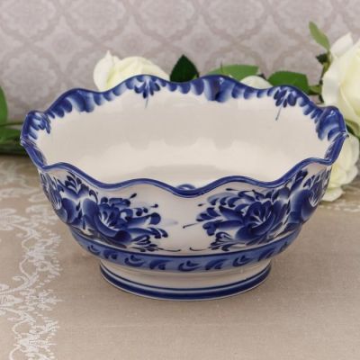 Салатник «Семья», большой, 21×21×13 см, гжель