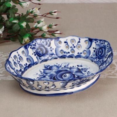 Сухарница «Цветок», 26×20×6 см, гжель