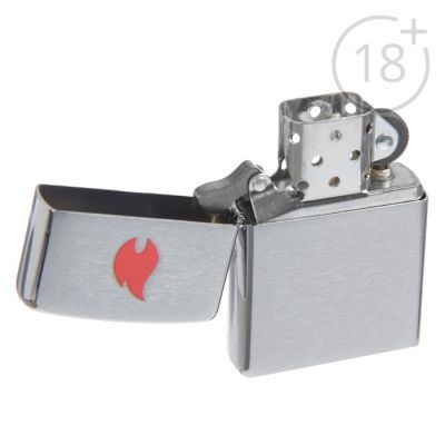 Зажигалка ZIPPO 200 Red Flame с покрытием Brushed Chrome