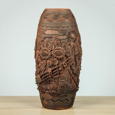 Ваза настольная "Деревня", лепка, 37 см, микс