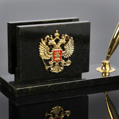 Набор настольный "Офис", с гербом, змеевик