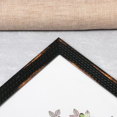 Фоторамка пластик 30х40 см "Пшеница" чёрная с золотом 44х34 см