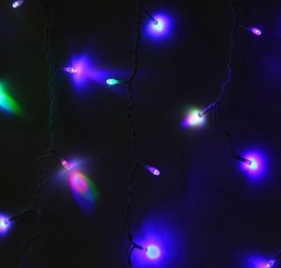 Гирлянда уличная УМС "Бахрома" (Ш:3 м, В:0,6 м, нить белая, оттенки всех цветов радуги)