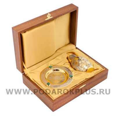 Сувенир "Матрешка на блюдце" малахит