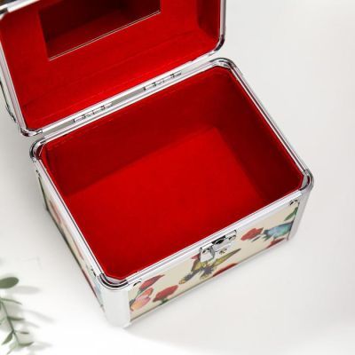 Шкатулка металлокаркас сундучок "Бабочки и розы" 13х16,7х12,8 см