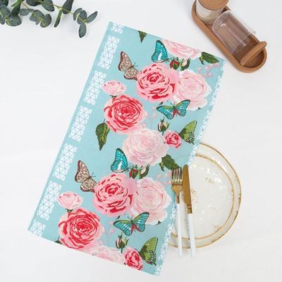 Полотенце вафельное в коробке "Фон" 35х60 см, бирюза, 160 гр/м, хл,