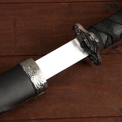 Сув. изделие катаны 3в1 на подставке, ножны кожзам,  черная 47/70/89см