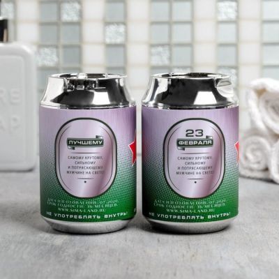 Набор «Непобедимый» гель и шампунь банка пива 250 мл аромат сливочного пива, полотенце