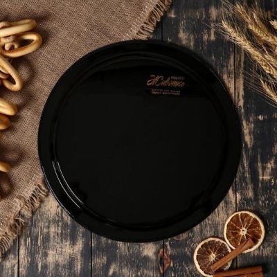 Поднос с жостовской росписью, D=34 см