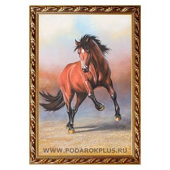 Картина "Гнедой жеребец" багет №159 (40х60 см)