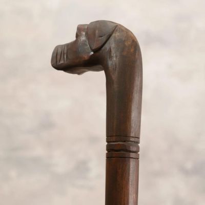 Трость с резной ручкой "Собака" 90 см. дерево суар