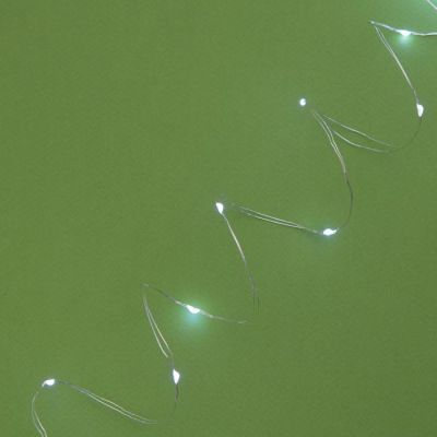 Гирлянда «Нить» 20 м роса, IP44 серебристая нить, 200 LED, свечение белое, 2 режима, солнечная батарея