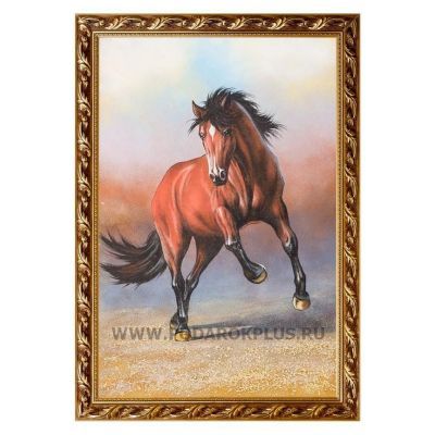 Картина из самоцветов "Гнедой жеребец" багет (40х60 см)