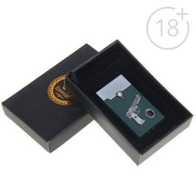 Зажигалка с подсветкой "Револьвер" в подарочной коробке, пьезо, газ  микс