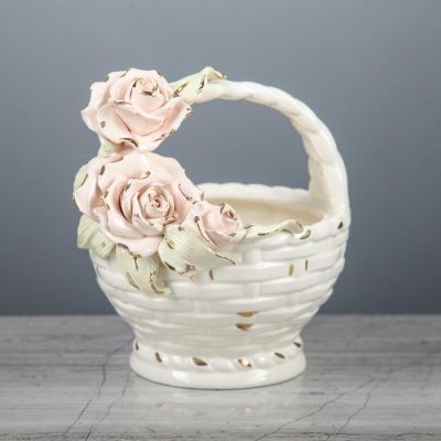 Ваза для конфет "Корзинка", керамика, 16 см, микс