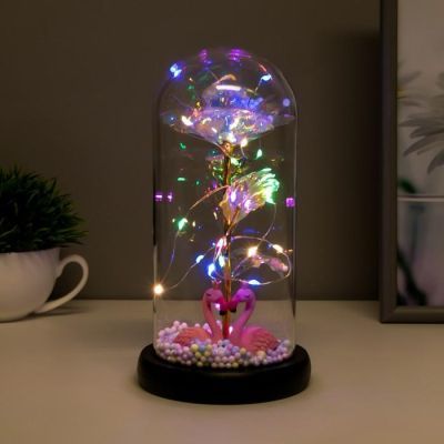 Ночник "Цветок и фламинго" LED от батареек 3хААА 11х11х21,5 см