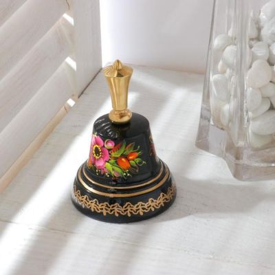 Колокольчик Валдайский "№5. Ягоды", расписной, с короткой ручкой, d=53 мм