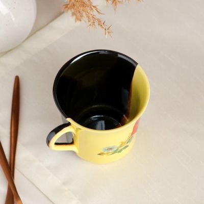 Кружка "Цветы", жёлто-коричневая, деколь, керамика, 400 мл, микс