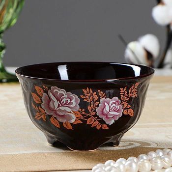 Салатник "Сумской", коричневый с деколью, 0.45 л, микс