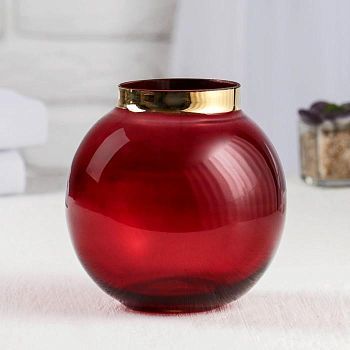 Ваза "ТИТАНИЯ-красная ТОКИО-2" d-7см, 13х16 см