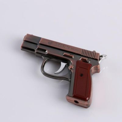 Зажигалка с фонариком "Пистолет", пьезо, газ