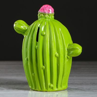 Копилка "Кактус", глянец, зелёный цвет, 17 см
