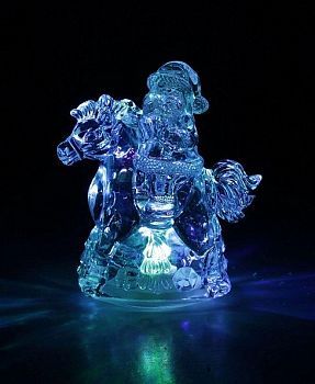 Фигурка декоративная светодиодная "Дед Мороз на лошадке" (h = 10 см)
