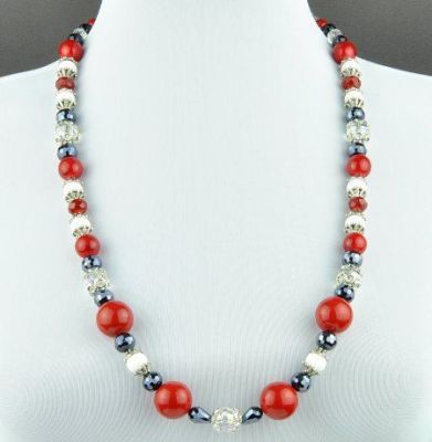 Бусы Агат, хрусталь, коралл, кахолонг "Гемария" арт.АНТ-785