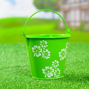 Кашпо "Ведерко" 10*10*10 см зеленое
