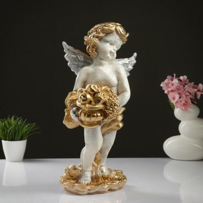 Копилка "Ангел с корзиной" 47х24см белый МИКС