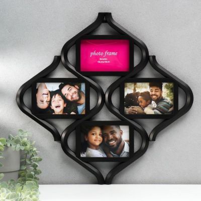 Фоторамка на 4 фото "Песочные часы" чёрная 10x15 см