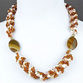 Колье Агат, Хрусталь, Бисер "Клауди" арт. КАП-1438