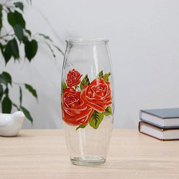 Ваза Роза с росписью на проз.стекле, d-7см 10х23 см
