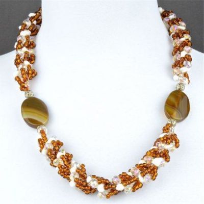 Колье Агат, Хрусталь, Бисер "Клауди" арт. КАП-1438