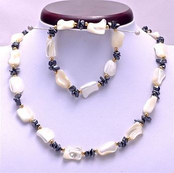 Комплект Перламутр, гематит "Эдита" арт.П1381