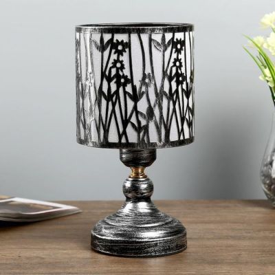 Лампа настольная "Антерос" 1х40Вт Е27 220В патинированное серебро 14х14х27 см.