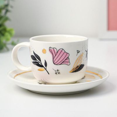 Набор "Цветы", 2 кружки 150 мл, 2 блюдца 12,5 см