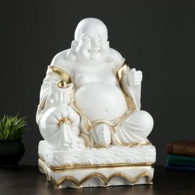 Копилка "Хотей сидя большой" белый с позолотой, 32х25х48см