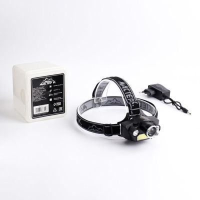 Фонарь налобный аккумуляторный 7 Вт, T6 и COB, 1200 мАч, 200 лм, 5 режимов