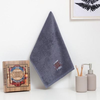 Полотенце махровое "Лучший дед" 30х60 см, 100% хлопок 340г/м2