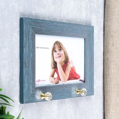 Фоторамка пластик с крючками 13х18 см "Зебра" серебро на голубом 18х23х3,5 см