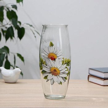 Ваза "Ромашки" с деколью, d-7см, 10х23 см