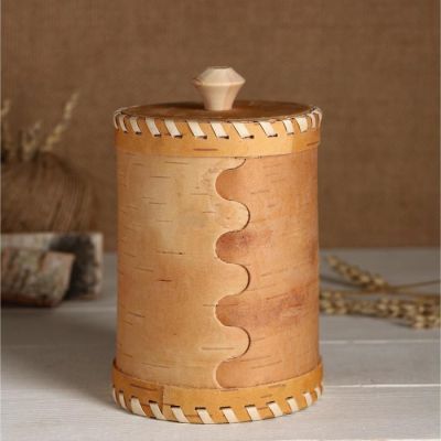 Туес светлый, с рисунком, 10,5 × 10,5 × 17 см, береста, МИКС