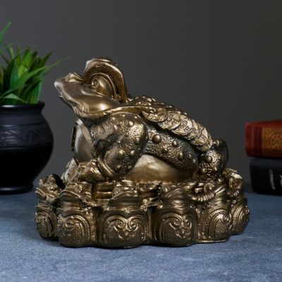 Копилка "Жаба фэн-шуй" 18х18см бронза